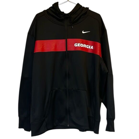 Nike Georgia Bulldogs 3XL Full Zip Hoodie Black Red Swoosh Fall 2018 - Picture 1 of 10